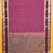light magenta PInk with Coffee brown Lightweight Kanchipuram
