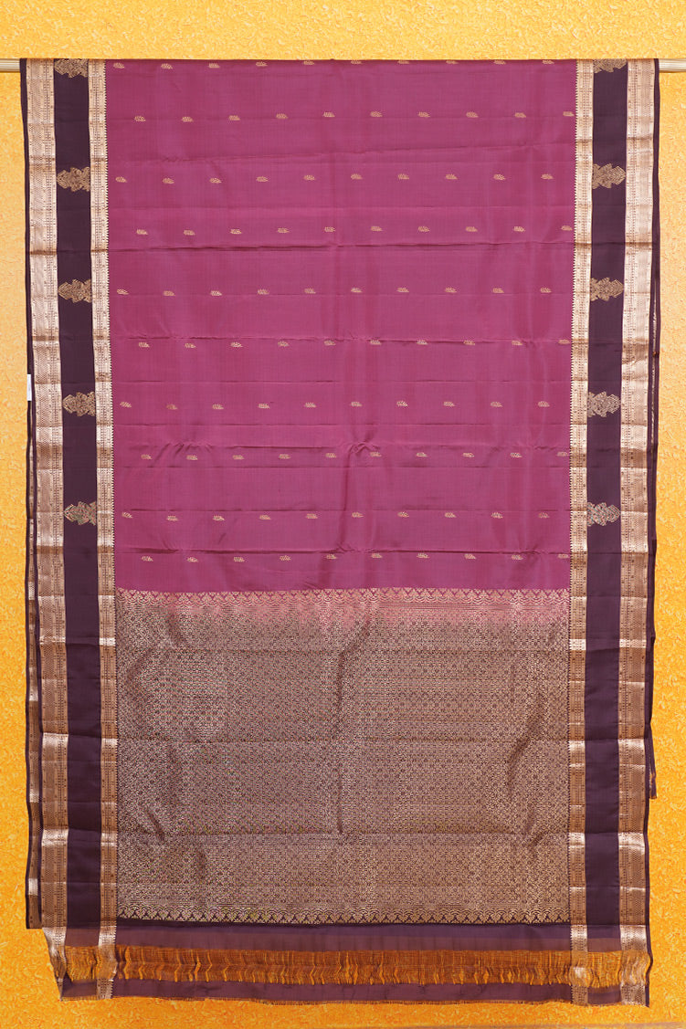 light magenta PInk with Coffee brown Lightweight Kanchipuram