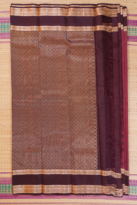 light magenta PInk with Coffee brown Lightweight Kanchipuram