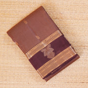 LIght chocolate with Dark Chocolate border Lightweight Kanchipuram Saree