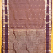 LIght chocolate with Dark Chocolate border Lightweight Kanchipuram Saree