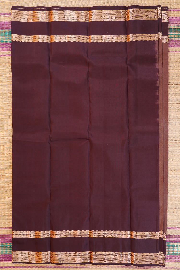 LIght chocolate with Dark Chocolate border Lightweight Kanchipuram Saree