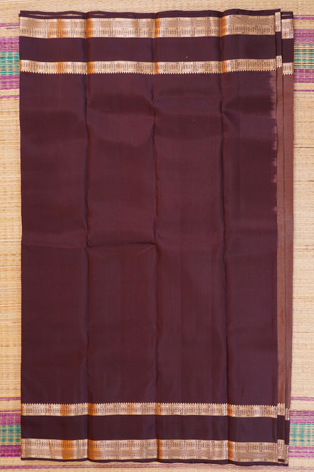LIght chocolate with Dark Chocolate border Lightweight Kanchipuram Saree
