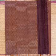 LIght chocolate with Dark Chocolate border Lightweight Kanchipuram Saree