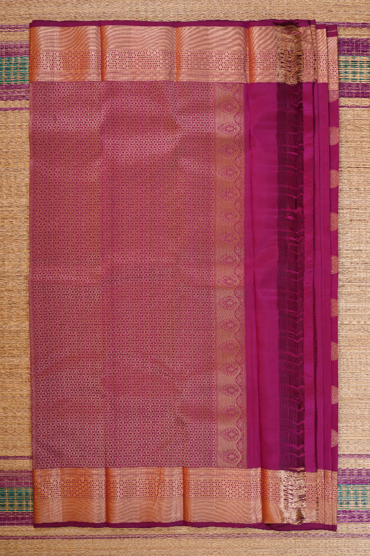 Dark Pink Monotone Lightweight Kanchipuram Silk Saree