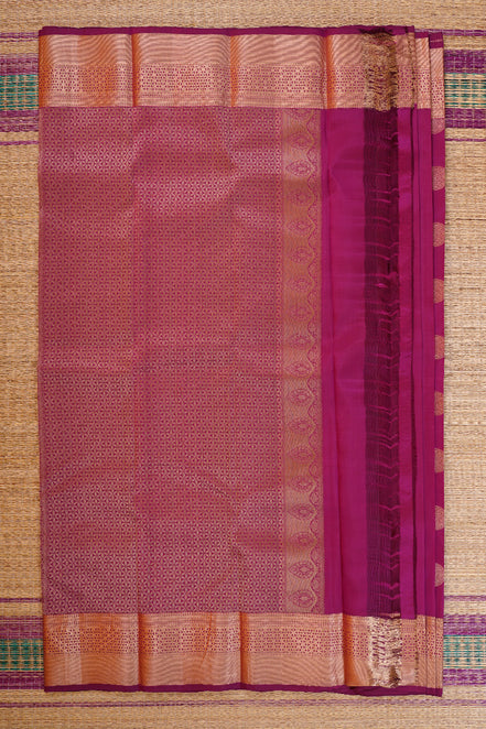 Dark Pink Monotone Lightweight Kanchipuram Silk Saree