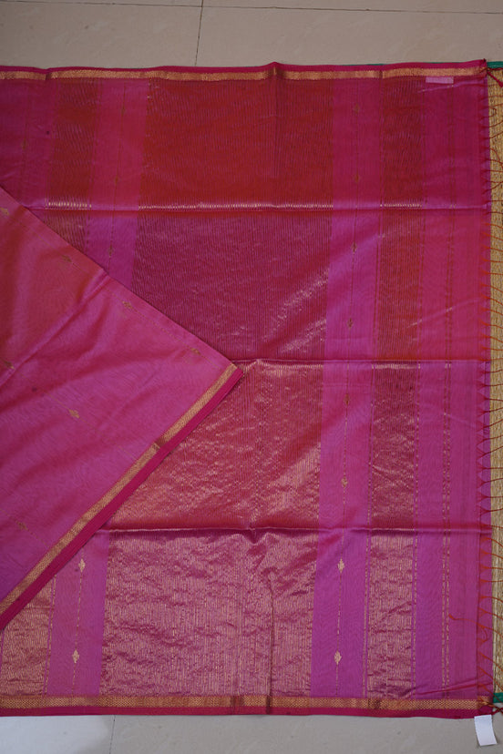 Pink Maheswari Handloom Silk Cotton Saree