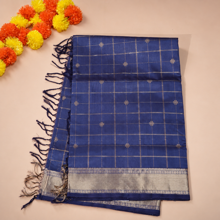 Steel Gray Mercerized Silkcotton Saree