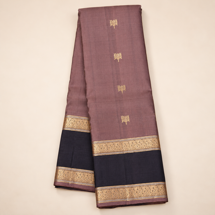Dual Tone Purple Light Weight Kanchipuram Silk Saree With Green Varisaipet Borders