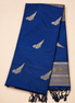 Navy Blue Semi Kanchipuram Silk Saree With Parrot Motifs