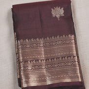 Coffe Brown Single Colour Saree With Lotus Butta