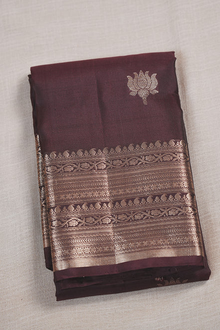 Coffe Brown Single Colour Saree With Lotus Butta