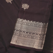 Coffe Brown Single Colour Saree With Lotus Butta