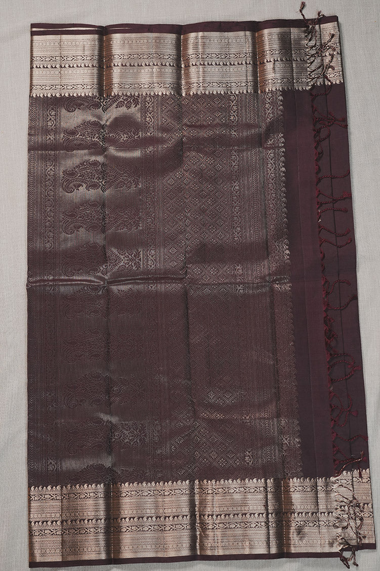 Coffe Brown Single Colour Saree With Lotus Butta