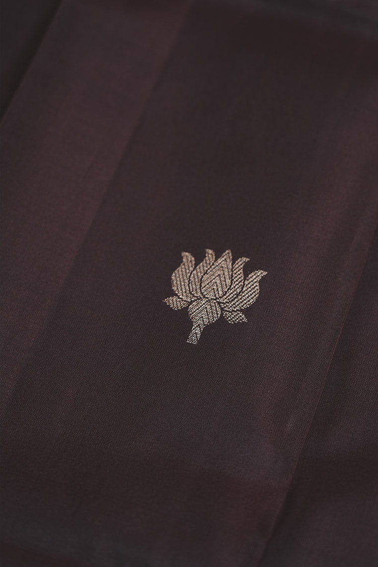 Coffe Brown Single Colour Saree With Lotus Butta