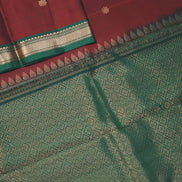 Deep Maroon Silk Saree With Bottle Green Borders
