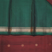 Deep Maroon Silk Saree With Bottle Green Borders