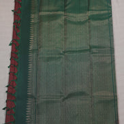Deep Maroon Silk Saree With Bottle Green Borders