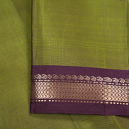 Leaf Green Silk Saree With Chocolate Brown Borders