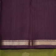 Leaf Green Silk Saree With Chocolate Brown Borders