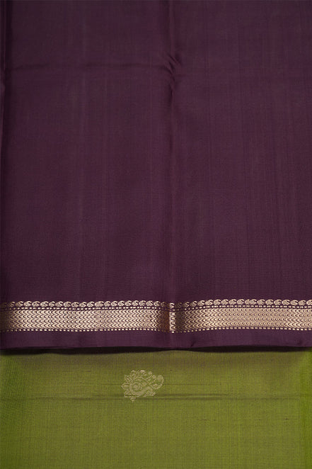 Leaf Green Silk Saree With Chocolate Brown Borders