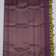 Leaf Green Silk Saree With Chocolate Brown Borders