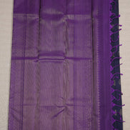 Navy Blue Softsik Saree With Purple Borders