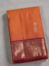 Saffron Orange Light Weight Kanchipuram Silk Saree With Red Borders