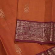 Saffron Orange Light Weight Kanchipuram Silk Saree With Red Borders