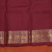 Saffron Orange Light Weight Kanchipuram Silk Saree With Red Borders