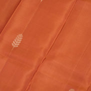 Saffron Orange Light Weight Kanchipuram Silk Saree With Red Borders