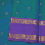 Peacock Blue Light Weight Kanchipuram Silk Saree With Magenta Borders