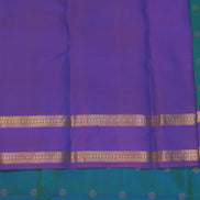 Peacock Blue Light Weight Kanchipuram Silk Saree With Magenta Borders