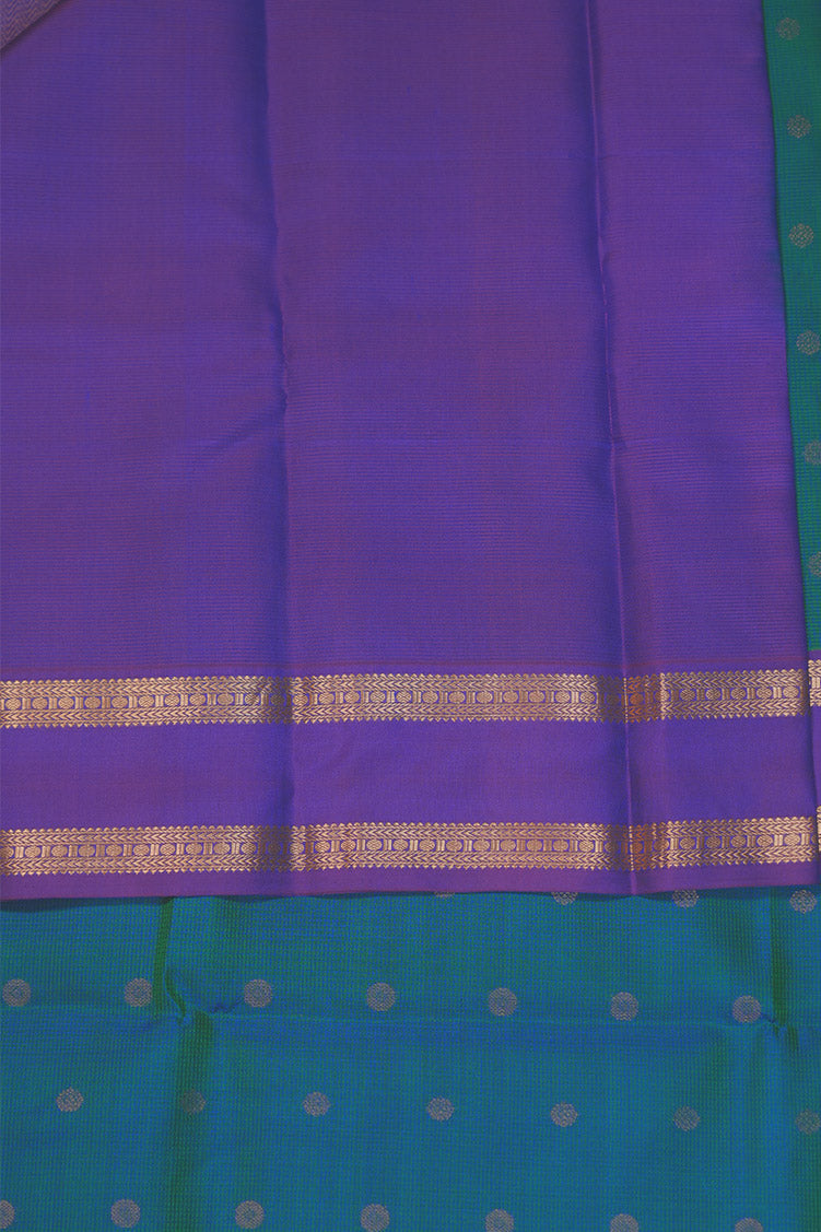 Peacock Blue Light Weight Kanchipuram Silk Saree With Magenta Borders