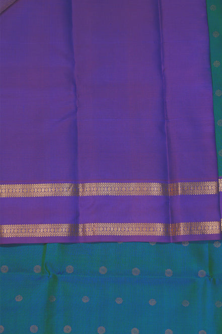 Peacock Blue Light Weight Kanchipuram Silk Saree With Magenta Borders