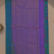 Peacock Blue Light Weight Kanchipuram Silk Saree With Magenta Borders