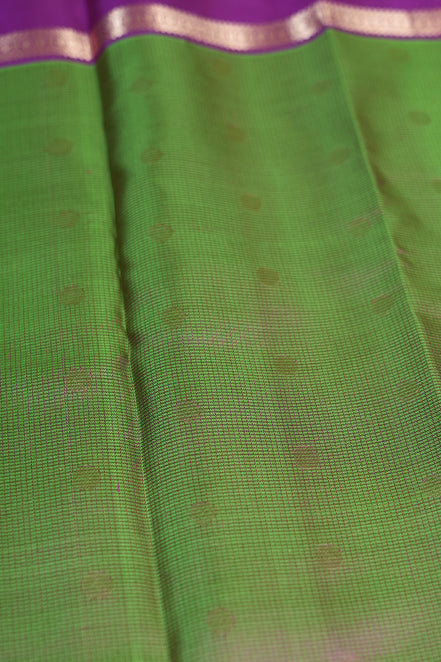 Green With Pink Shot Light Weight Kanchipuram Silk Saree With Magenta Borders