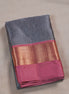 Ash Gray Soft Silk Saree With Mauve Colour Borders