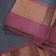 Ash Gray Soft Silk Saree With Mauve Colour Borders