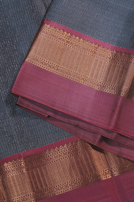 Ash Gray Soft Silk Saree With Mauve Colour Borders