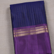 Dark Blue Softsilk Saree With Magenta Borders