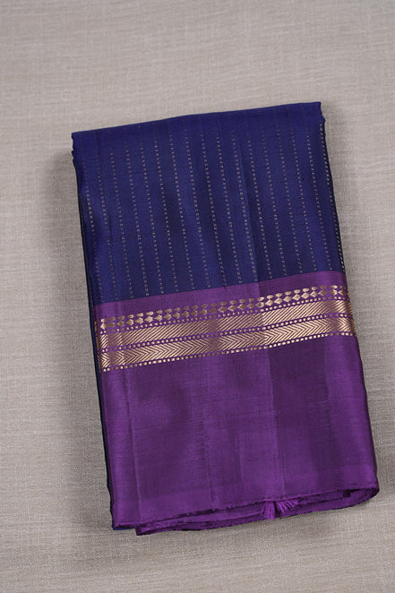 Dark Blue Softsilk Saree With Magenta Borders