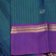 Peacock Blue Softsilk Saree With Magenta Borders
