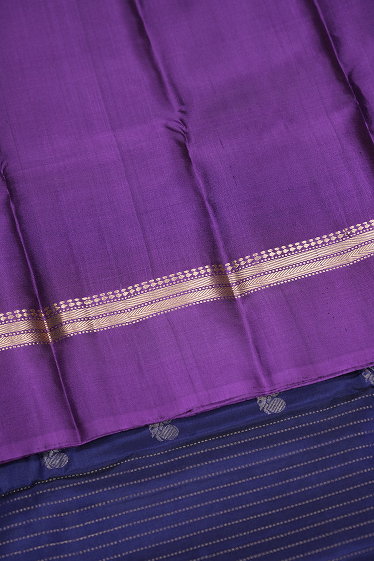 Dark Blue Softsilk Saree With Magenta Borders