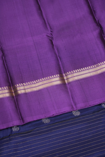Dark Blue Softsilk Saree With Magenta Borders