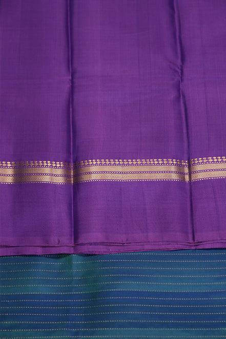 Peacock Blue Softsilk Saree With Magenta Borders
