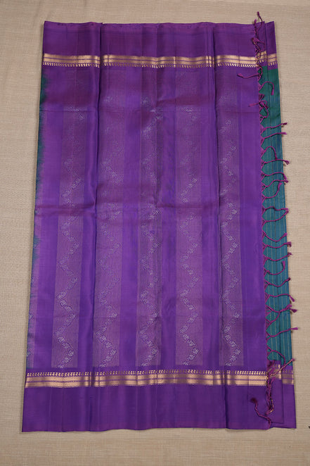 Peacock Blue Softsilk Saree With Magenta Borders