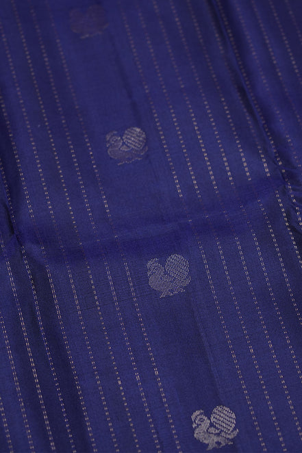Dark Blue Softsilk Saree With Magenta Borders