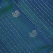 Peacock Blue Softsilk Saree With Magenta Borders
