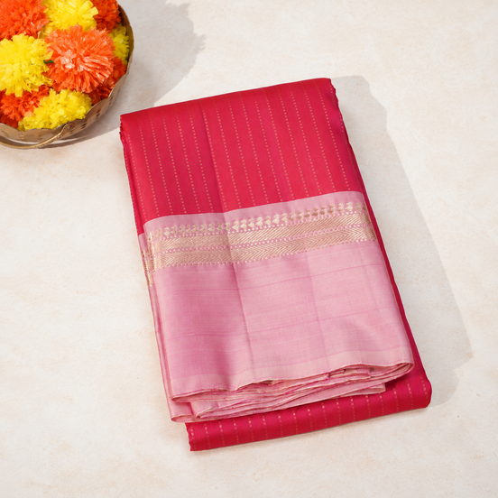 Rani Pink Softsilk Saree With Lotus Pink Borders